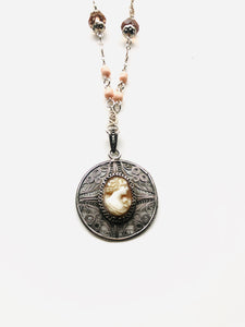 Antique French cameo pendant necklace